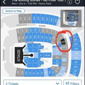 Two Rolling Stones tickets for Monday October 4th. Heinz Field Pittsburgh